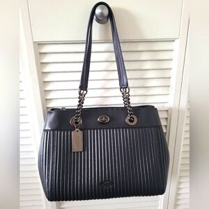 Coach Turnlock Edie Carryall Hand-Bag Black Quilted